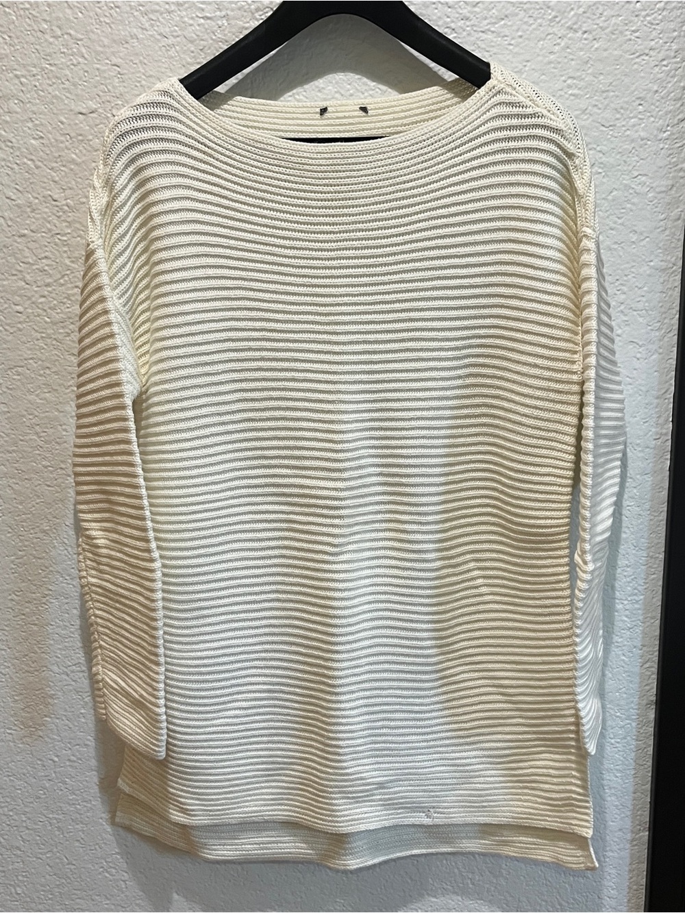 Women’s Cream Ribbed Knit tunic Sweater